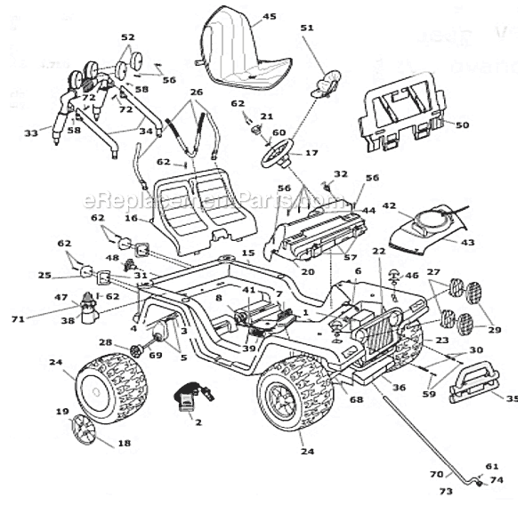 Page A Diagram and Parts List for H4433 After 03/12/07 Power Wheels Ride-On Cars